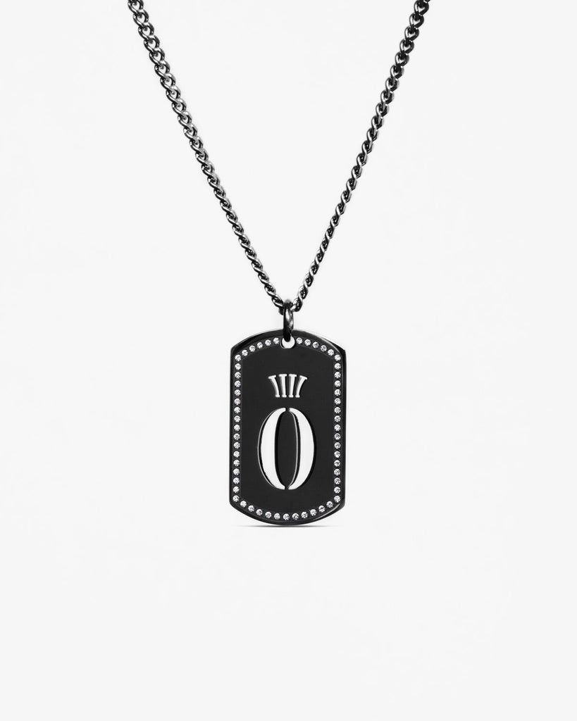 Black Stainless Dog Tag Diamond Necklace & Pendant - HERA x HERO