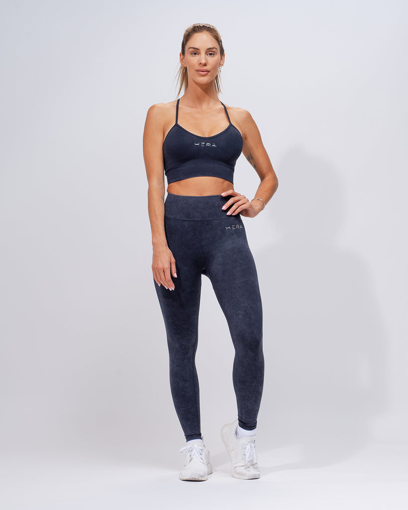 Women Seamless Jeans Sports Bra Acid Washed Fitness Workout Sports
