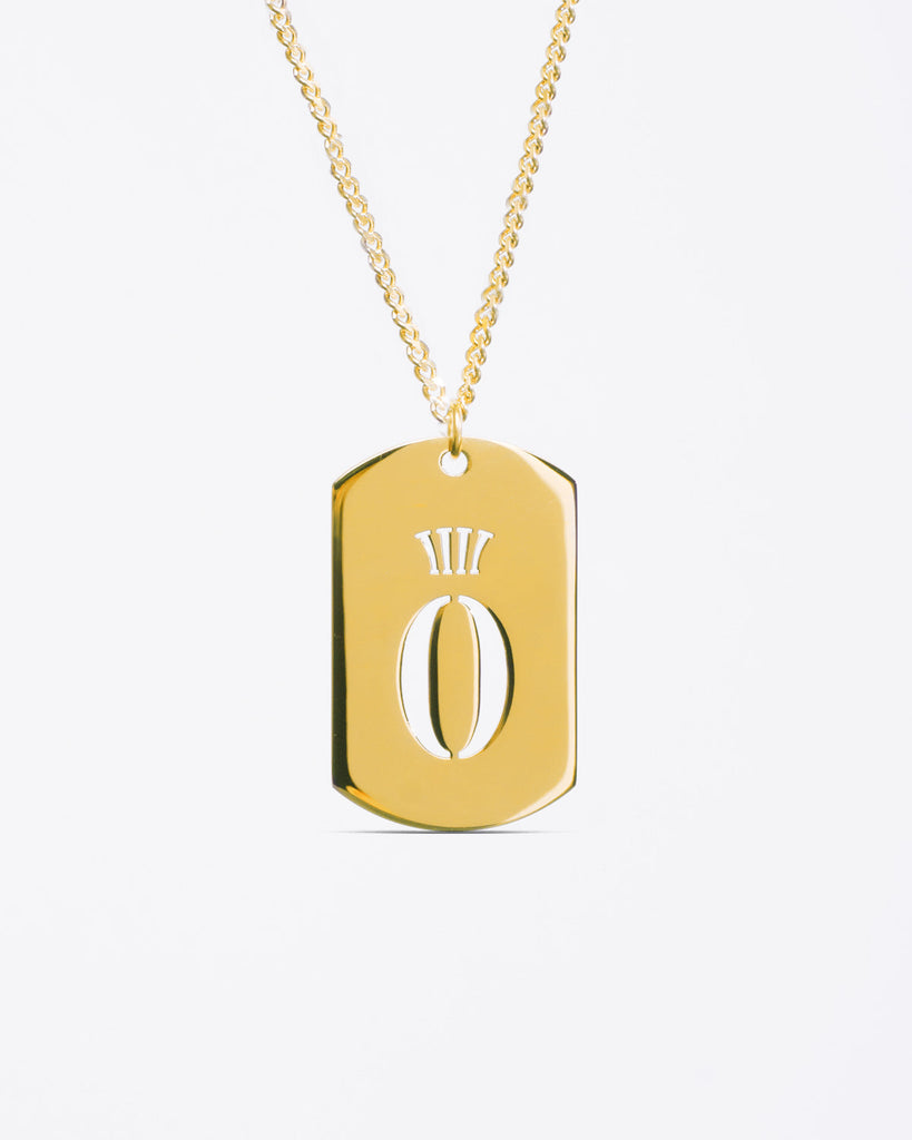 18KT Gold Dog Tag Necklace & Pendant Cuban link chain