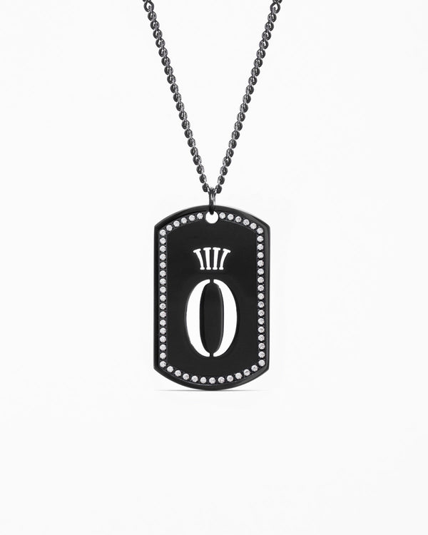 Black Stainless Dog Tag Diamond Necklace & Pendant - HERA x HERO